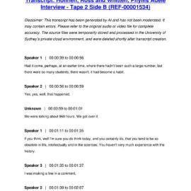 Hohnen, Ross and Whitten, Phyllis Adele Interview - Tape 2 Side B - Transcript