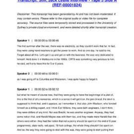 Still, Jack Leslie Interview - Tape 5 Side A - Transcript