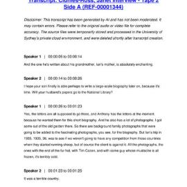 Clunies-Ross, Janet Interview - Tape 2 Side A - Transcript