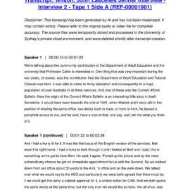 Wilson, John Lascelles Jenner Interview - Interview 2 - Tape 1 Side A - Transcript