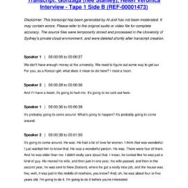 Gonzaga (née Stanley), Helen Veronica Interview - Tape 1 Side B - Transcript