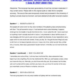 Samuels, Gordon Jacob Interview - Tape 1 Side B - Transcript