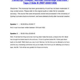 Cowper, Norman Lethbridge Interview - Tape 2 Side B - Transcript