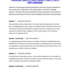 Learn a French Song 3 - Side 1, Part 2 - Transcript