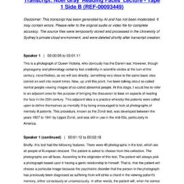 Noel Gray 'Reading Faces' Lecture - Tape 1 Side B - Transcript