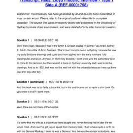 Rees, Lloyd Frederic Interview - Tape 1 Side A - Transcript