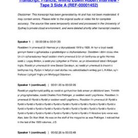 Francis, Wilfrid Edwin Robert Interview - Tape 3 Side A - Transcript