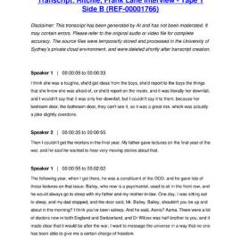 Ritchie, Frank Lane Interview - Tape 1 Side B - Transcript