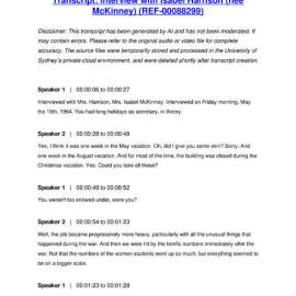 Interview with Isabel Harrison (nee McKinney) - Transcript