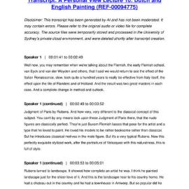 A Personal View Lecture 10: Dutch and English Painting - Transcript