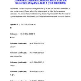 Organ and Carillon Music from the University of Sydney, Side 1 - Transcript