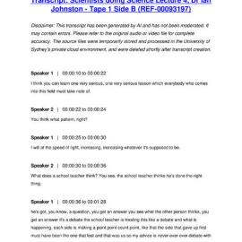 Scientists doing Science Lecture 4, Dr Ian Johnston - Tape 1 Side B - Transcript