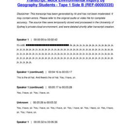 Mock Environmental Inquiry by Geography Students - Tape 1 Side B - Transcript