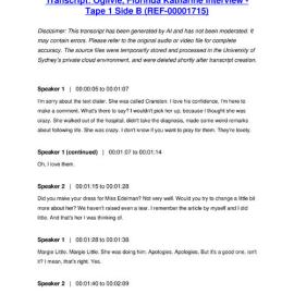 Ogilvie, Florinda Katharine Interview - Tape 1 Side B - Transcript