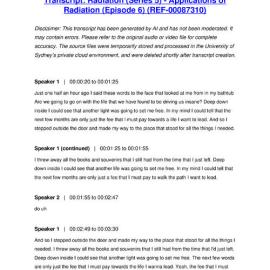 Radiation (Series 5) - Applications of Radiation (Episode 6) - Transcript