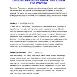 Mullin, Jean Interview - Tape 1 Side A - Transcript