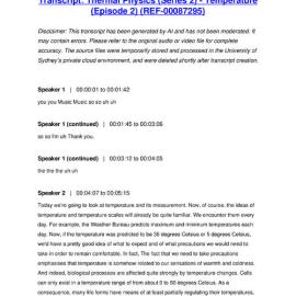Thermal Physics (Series 2) - Temperature (Episode 2) - Transcript