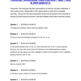 Woodhouse, Liska Interview - Tape 1 Side B - Transcript