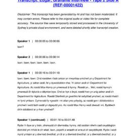 Edgar, Grahame Interview - Tape 2 Side A - Transcript