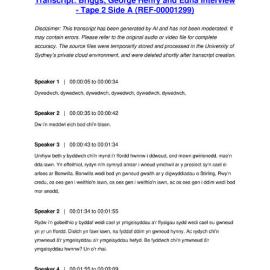 Briggs, George Henry and Edna Interview - Tape 2 Side A - Transcript