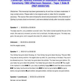 Sydney Institute of Education Graduation Ceremony 1982 Afternoon Session - Tape 1 Side B - Transcript