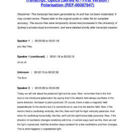 Optics (Series 4) - First Version - Polarisation - Transcript