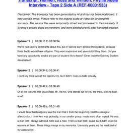 Hohnen, Ross and Whitten, Phyllis Adele Interview - Tape 2 Side A - Transcript