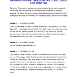 Osborne, Nancy Interview - Tape 1 Side B - Transcript