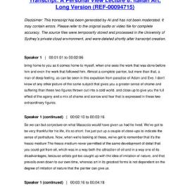 A Personal View Lecture 8: Italian Art, Long Version - Transcript