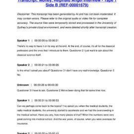 Money, Reginald Angel Interview - Tape 1 Side B - Transcript