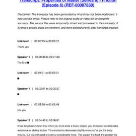 Properties of Matter (Series 6) - Friction (Episode 6) - Transcript