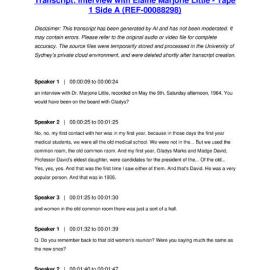 Interview with Elaine Marjorie Little - Tape 1 Side A - Transcript