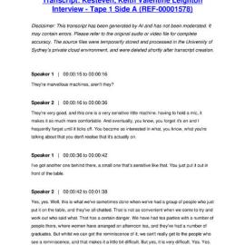 Kesteven, Keith Valentine Leighton Interview - Tape 1 Side A - Transcript