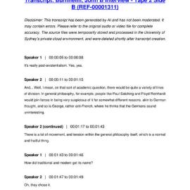 Burnheim, John B Interview - Tape 2 Side B - Transcript