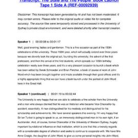 The State and The People' Book Launch Tape 1 Side A - Transcript