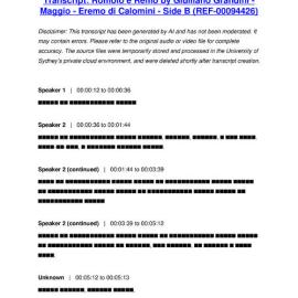 Romolo e Remo by Giulliano Grandini - Maggio - Eremo di Calomini - Side B - Transcript