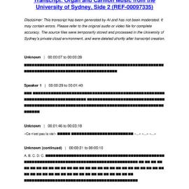 Organ and Carillon Music from the University of Sydney, Side 2 - Transcript