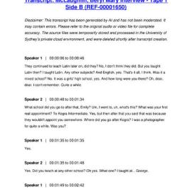 McLaughlin, Beryl Mary Interview - Tape 1 Side B - Transcript