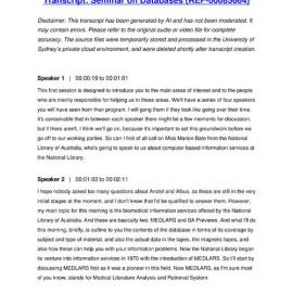 Seminar on Databases - Transcript