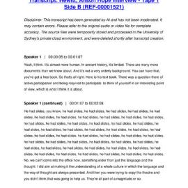 Hewitt, Alison Hope Interview - Tape 1 Side B - Transcript