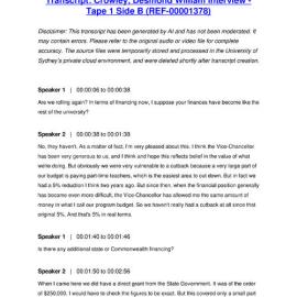 Crowley, Desmond William Interview - Tape 1 Side B - Transcript