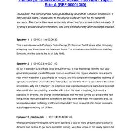 Collis-George, Neville Interview - Tape 1 Side A - Transcript