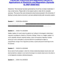 Electricity and Magnetism (Series 3) - Applications of Electricity and Magnetism (Episode 8) - Transcript