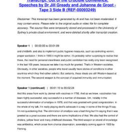 Out of the Crucible Conference, Speeches by Dr Jill Gready and Johanna de Groot - Tape 3 Side B - Transcript