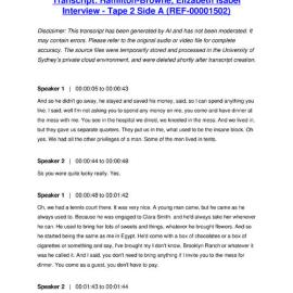 Hamilton-Browne, Elizabeth Isabel Interview - Tape 2 Side A - Transcript