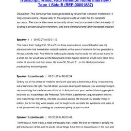 White, Paul Hamilton Hume Interview - Tape 1 Side B - Transcript