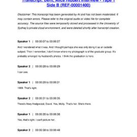 Dent, Alice Hibbert Interview - Tape 1 Side B - Transcript