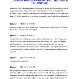 Maccoll, Allan Interview - Tape 1 Side B - Transcript