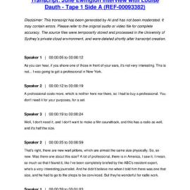 Julie Ewington Interview with Louise Dauth - Tape 1 Side A - Transcript