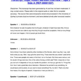 Hope, Robert Marsden Interview - Tape 2 Side A - Transcript